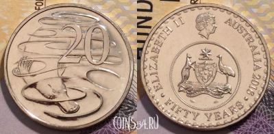 Австралия 20 центов 2016 года, KM# 403, UNC, 236-116