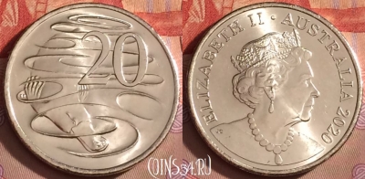 Австралия 20 центов 2020 года, UNC, 094l-049