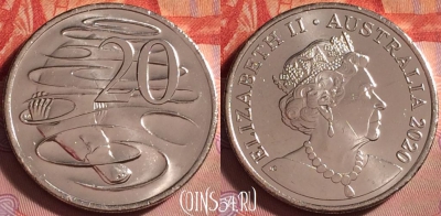 Австралия 20 центов 2020 года, UNC, 306j-120