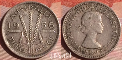 Австралия 3 пенса 1956 года Ag, KM# 57, 049i-107