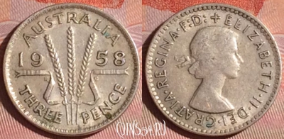 Австралия 3 пенса 1958 года Ag, KM# 57, 049i-170