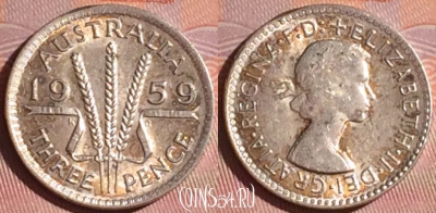 Австралия 3 пенса 1959 года Ag, KM# 57, 049i-134