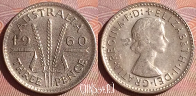 Австралия 3 пенса 1960 года Ag, KM# 57, 048i-168