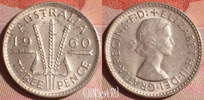 Австралия 3 пенса 1960 года Ag, KM# 57, 049i-110 ♛