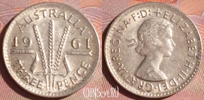 Австралия 3 пенса 1961 года Ag, KM# 57, 049i-099