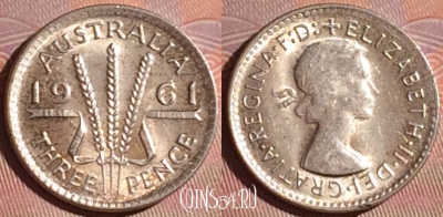 Австралия 3 пенса 1961 года Ag, KM# 57, 049i-144