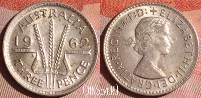 Австралия 3 пенса 1962 года Ag, KM# 57, 049i-132