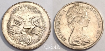 Австралия 5 центов 1971 года, KM# 64, 85-055a