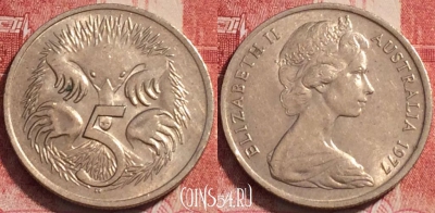Австралия 5 центов 1977 года, KM# 64, b068-009