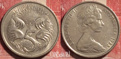 Австралия 5 центов 1983 года, KM# 64, 080c-062