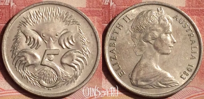Австралия 5 центов 1983 года, KM# 64, 393-144