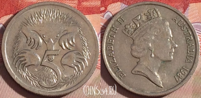 Австралия 5 центов 1987 года, KM# 80, 082b-011