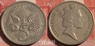 Австралия 5 центов 1987 года, KM# 80, 260-053