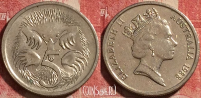 Австралия 5 центов 1988 года, KM# 80, 080c-036