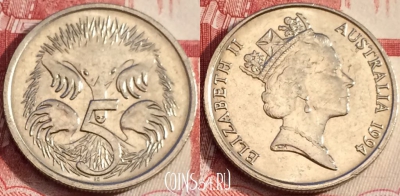 Австралия 5 центов 1994 года, KM# 80, 069b-063