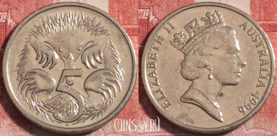 Австралия 5 центов 1996 года, KM# 80, 257-001