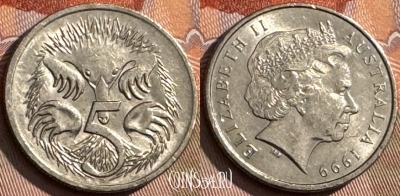 Австралия 5 центов 1999 года, KM# 401, s129t-011