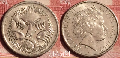 Австралия 5 центов 1999 года, KM# 401, 394-001