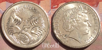 Австралия 5 центов 2001 года, KM# 401, 154a-012