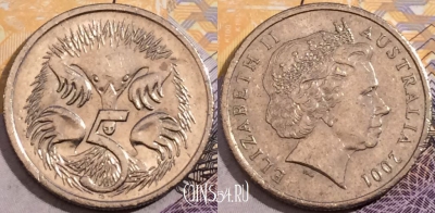 Австралия 5 центов 2001 года, KM# 401, 191-108