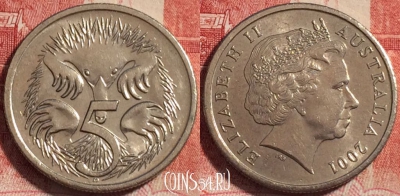 Австралия 5 центов 2001 года, KM# 401, 257-103
