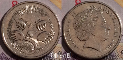 Австралия 5 центов 2003 года, KM# 401, 178a-137
