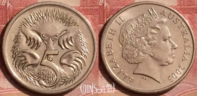 Австралия 5 центов 2003 года, KM# 401, 395-132