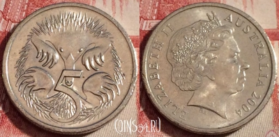 Австралия 5 центов 2004 года, KM# 401, 260-065