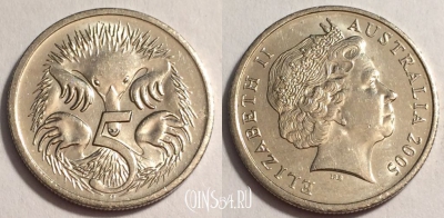 Австралия 5 центов 2005 года, KM# 401, 68-062b