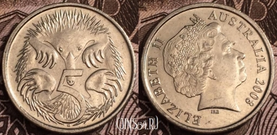 Австралия 5 центов 2008 год, KM# 401, 64-023a