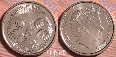 Австралия 5 центов 2015 года, KM# 401, UNC, 304j-137