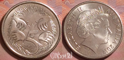 Австралия 5 центов 2017 года, KM# 401, UNC, 330j-060