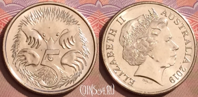 Австралия 5 центов 2019 года, KM# 401, UNC, 088l-061