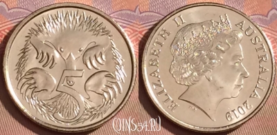 Австралия 5 центов 2019 года, KM# 401, UNC, 097l-048