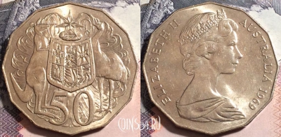 Австралия 50 центов 1969 года, KM# 68, 167-141
