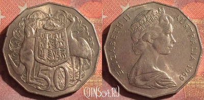 Австралия 50 центов 1969 года, KM# 68, 377-015