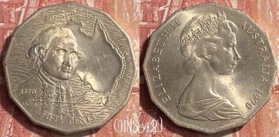 Австралия 50 центов 1970 года, KM# 69, 452o-055 ♛