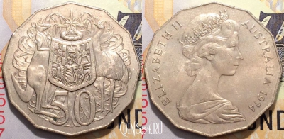Австралия 50 центов 1974 года, KM 68, 124-070