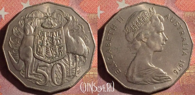 Австралия 50 центов 1976 года, KM# 68, 370-058