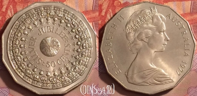 Австралия 50 центов 1977 года, KM# 70, UNC, 098l-146