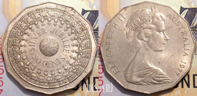 Австралия 50 центов 1977 года, KM# 70, 124-113