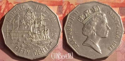 Австралия 50 центов 1988 г., 200 лет Австралии, 286o-025