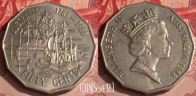 Австралия 50 центов 1988 г., 200 лет Австралии, 307o-003