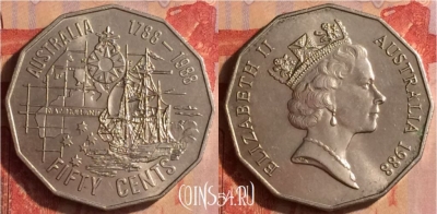 Австралия 50 центов 1988 г., 200 лет Австралии, 437-125