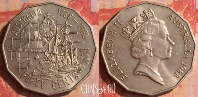 Австралия 50 центов 1988 г., 200 лет Австралии, 437-135