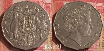 Австралия 50 центов 1999 года, KM# 404, 454o-071 ♛