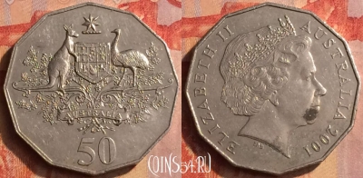 Австралия 50 центов 2001 года, KM# 491.1, 205o-137