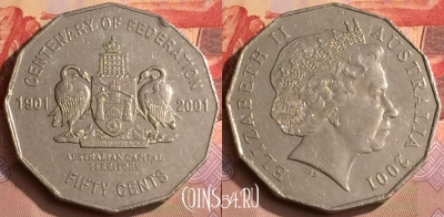 Австралия 50 центов 2001 года, KM# 553, 448-132 ♛
