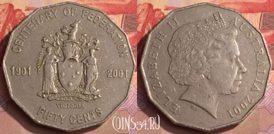 Австралия 50 центов 2001 г., Виктория, KM# 557, 449-009 ♛