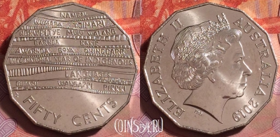 Австралия 50 центов 2019 г., год языков, UNC, 297j-137